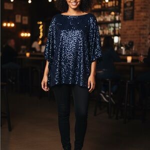 Belle by Kim Gravel Sparkling Navy Blouse